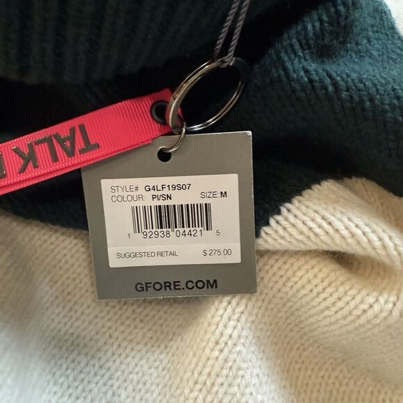 G/FORE Women’s 100% Lambswool Turtleneck Sweater Green White Colorblock Medium - Picture 7 of 9